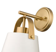 Z-Studio 1 Light 8" Wall Sconce, Metal Shades in Matte White + Heritage Brass