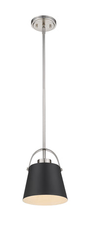 Z-Studio 1 Light 8" Pendant, Metal Shades in Matte Black + Brushed Nickel