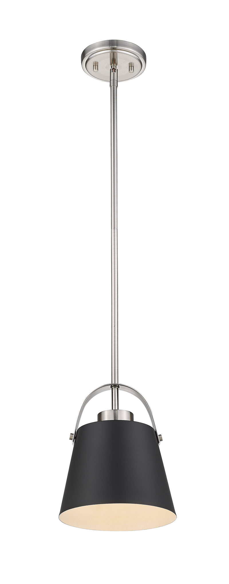 Z-Studio 1 Light 8" Pendant, Metal Shades in Matte Black + Brushed Nickel