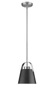 Z-Studio 1 Light 8" Pendant, Metal Shades in Matte Black + Brushed Nickel
