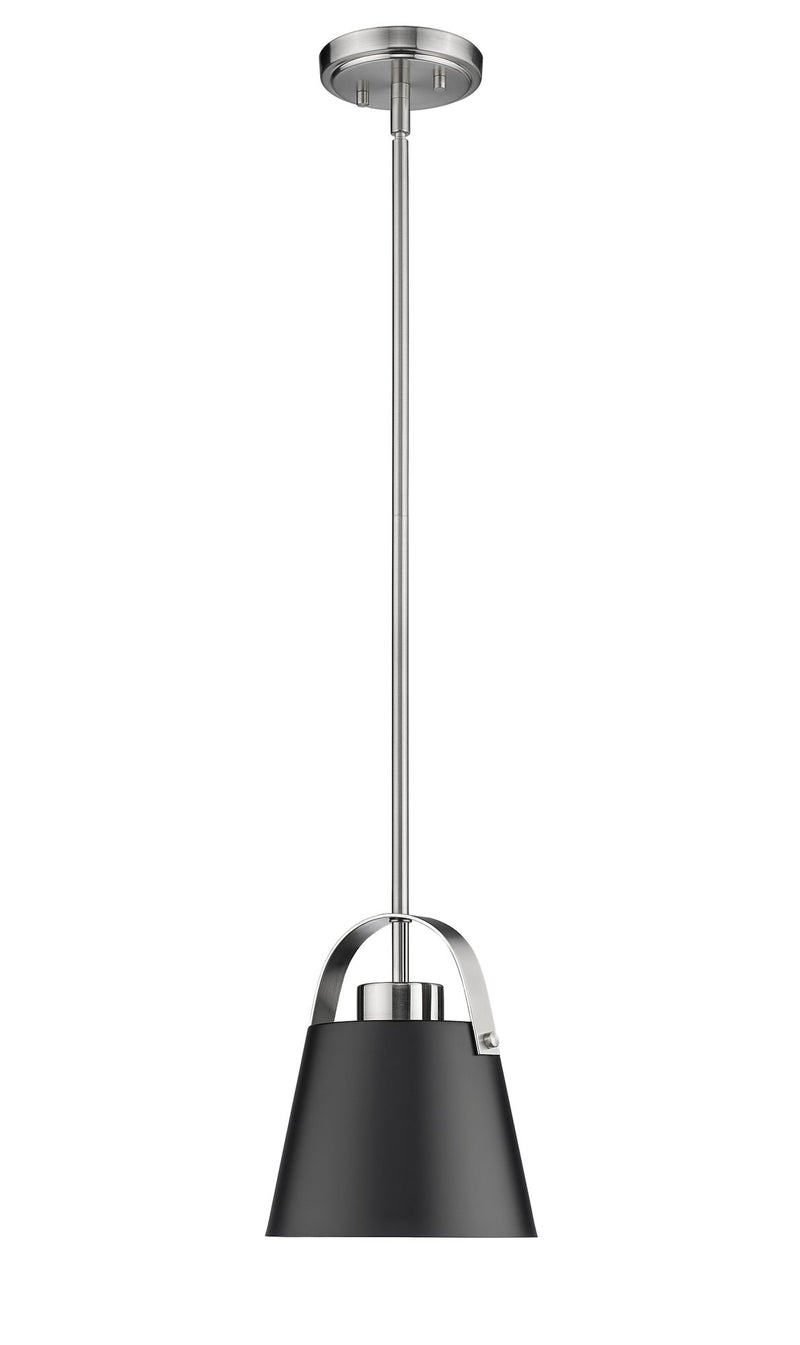 Z-Studio 1 Light 8" Pendant, Metal Shades in Matte Black + Brushed Nickel