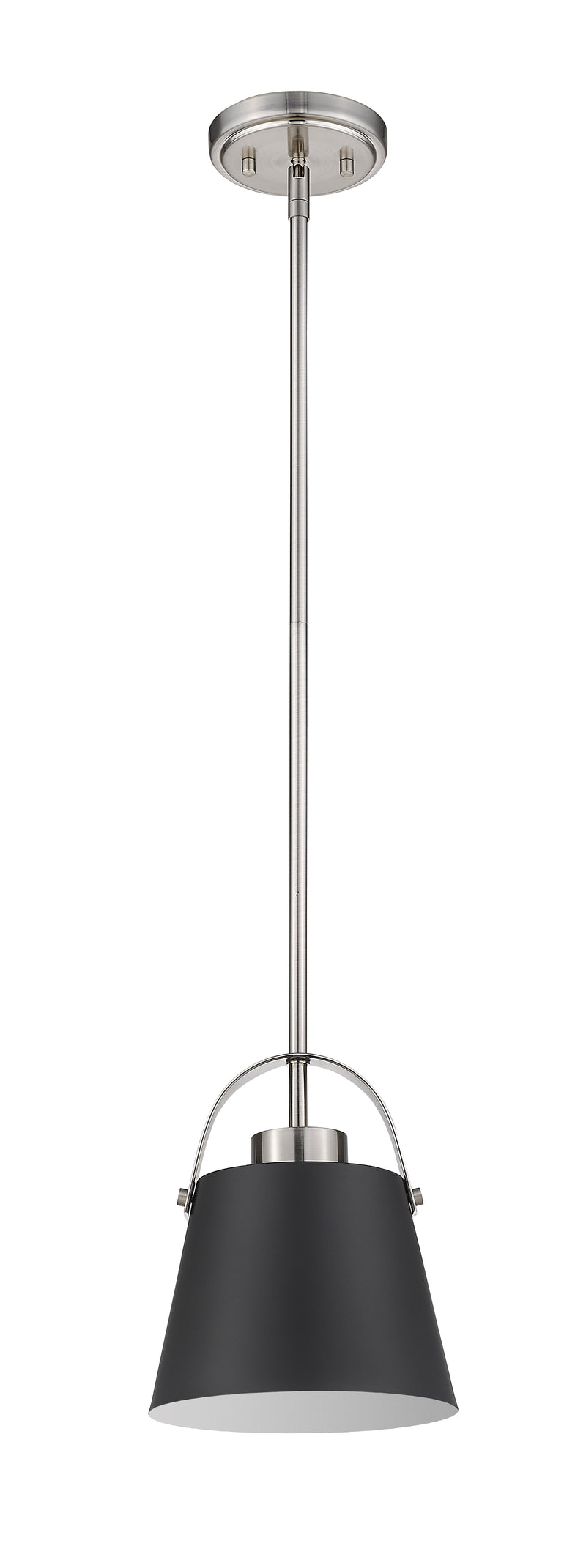 Z-Studio 1 Light 8" Pendant, Metal Shades in Matte Black + Brushed Nickel