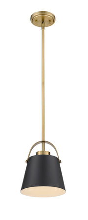 Z-Studio 1 Light 8" Pendant, Metal Shades in Matte Black + Heritage Brass