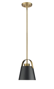 Z-Studio 1 Light 8" Pendant, Metal Shades in Matte Black + Heritage Brass