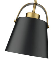 Z-Studio 1 Light 8" Pendant, Metal Shades in Matte Black + Heritage Brass