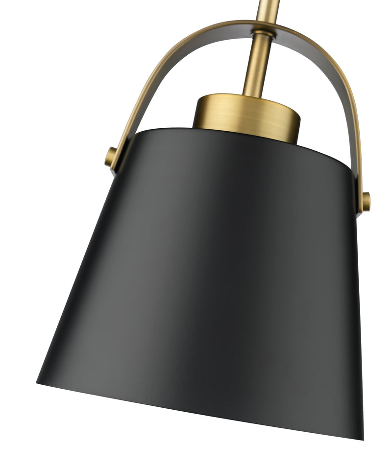 Z-Studio 1 Light 8" Pendant, Metal Shades in Matte Black + Heritage Brass