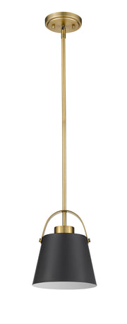 Z-Studio 1 Light 8" Pendant, Metal Shades in Matte Black + Heritage Brass