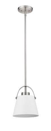 Z-Studio 1 Light 8" Pendant, Metal Shades in Matte White + Brushed Nickel