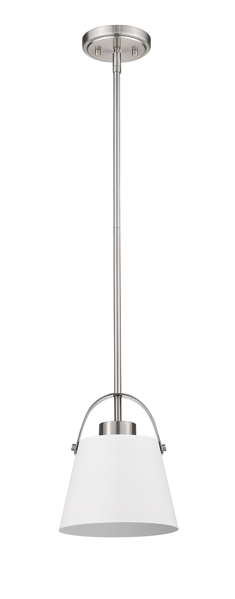 Z-Studio 1 Light 8" Pendant, Metal Shades in Matte White + Brushed Nickel