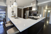 Z-Studio 1 Light 8" Pendant, Metal Shades in Matte White + Brushed Nickel in a room setting