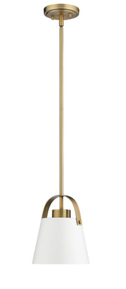Z-Studio 1 Light 8" Pendant, Metal Shades in Matte White + Heritage Brass