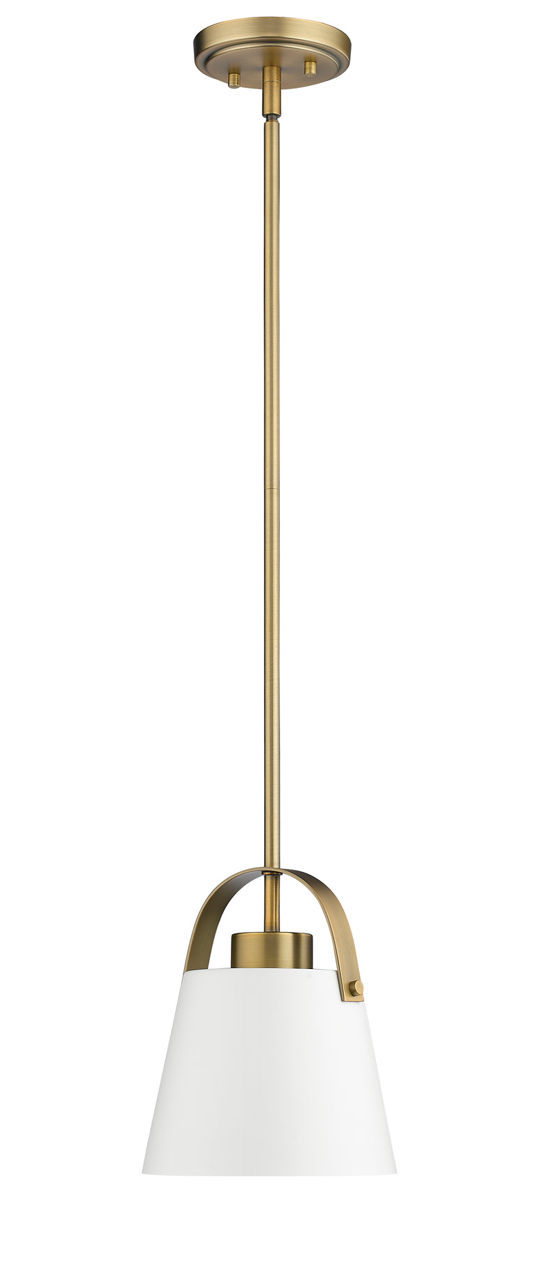 Z-Studio 1 Light 8" Pendant, Metal Shades in Matte White + Heritage Brass