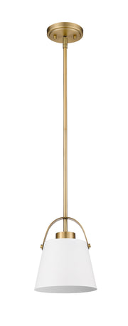 Z-Studio 1 Light 8" Pendant, Metal Shades in Matte White + Heritage Brass