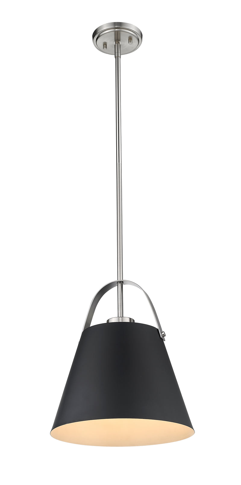 Z-Studio 1 Light 12.5" Pendant, Metal Shades in Matte Black + Brushed Nickel