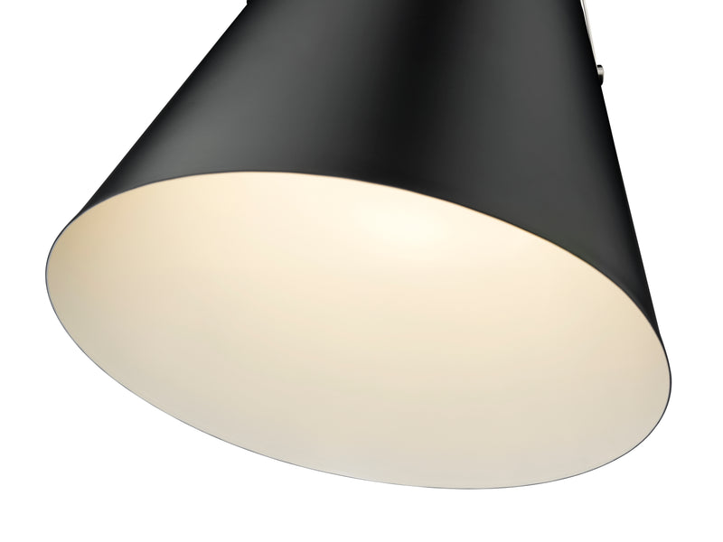 Z-Studio 1 Light 12.5" Pendant, Metal Shades in Matte Black + Brushed Nickel