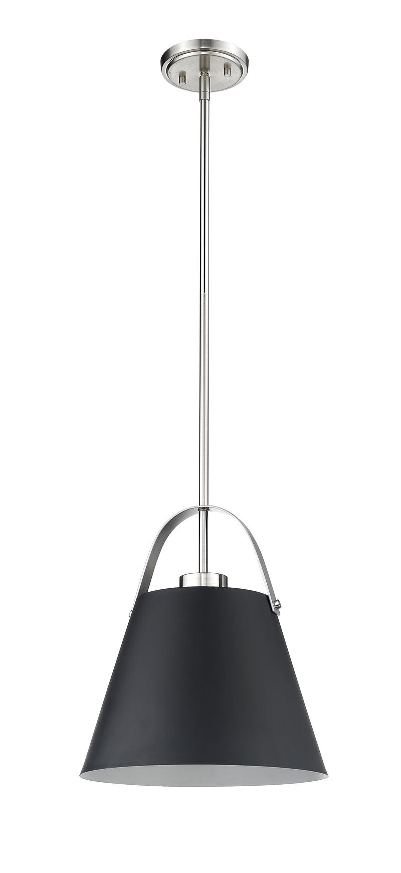 Z-Studio 1 Light 12.5" Pendant, Metal Shades in Matte Black + Brushed Nickel