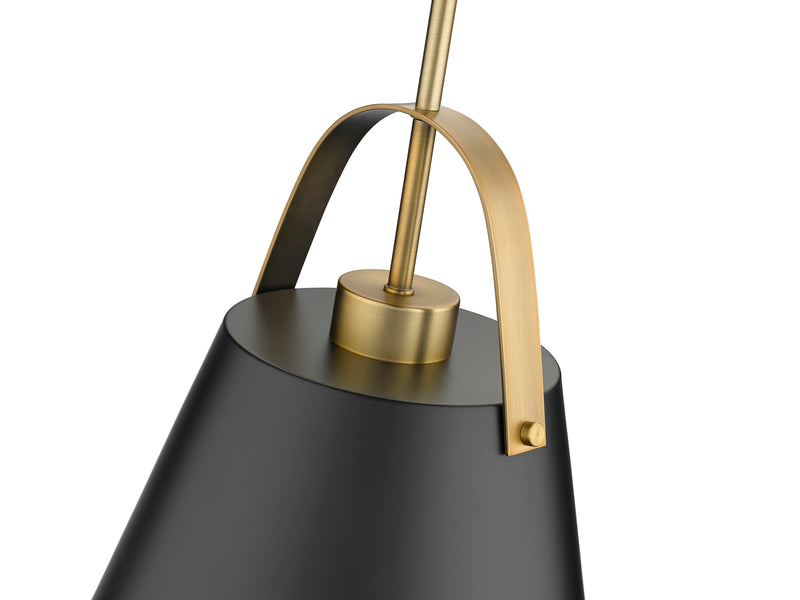 Z-Studio 1 Light 12.5" Pendant, Metal Shades in Matte Black + Heritage Brass