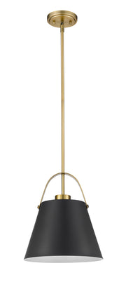 Z-Studio 1 Light 12.5" Pendant, Metal Shades in Matte Black + Heritage Brass