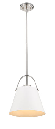 Z-Studio 1 Light 12.5" Pendant, Metal Shades in Matte White + Brushed Nickel