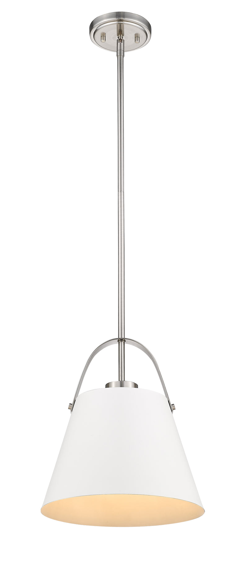 Z-Studio 1 Light 12.5" Pendant, Metal Shades in Matte White + Brushed Nickel