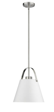 Z-Studio 1 Light 12.5" Pendant, Metal Shades in Matte White + Brushed Nickel