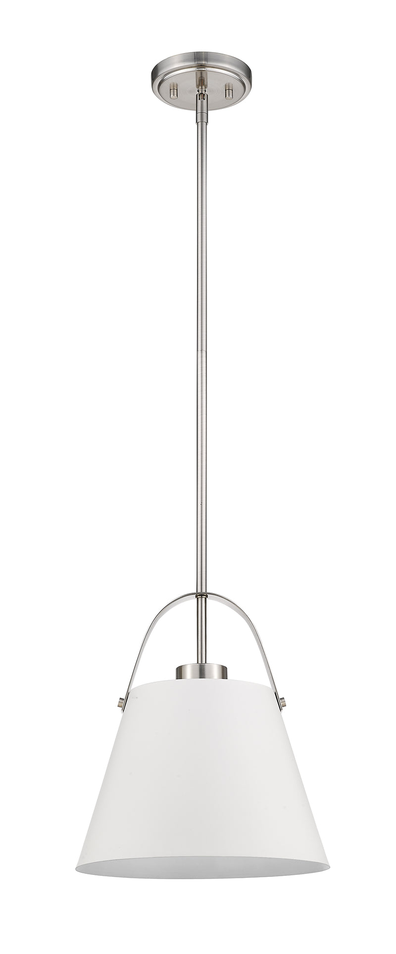 Z-Studio 1 Light 12.5" Pendant, Metal Shades in Matte White + Brushed Nickel