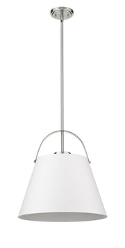 Z-Studio 1 Light 18" Pendant, Metal Shades in Matte White + Brushed Nickel