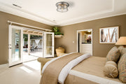 Sonna 3 Light 15.5" Flush Mount in Brushed Nickel in a room setting