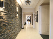 Sonna 3 Light 15.5" Flush Mount in Matte Black in a room setting