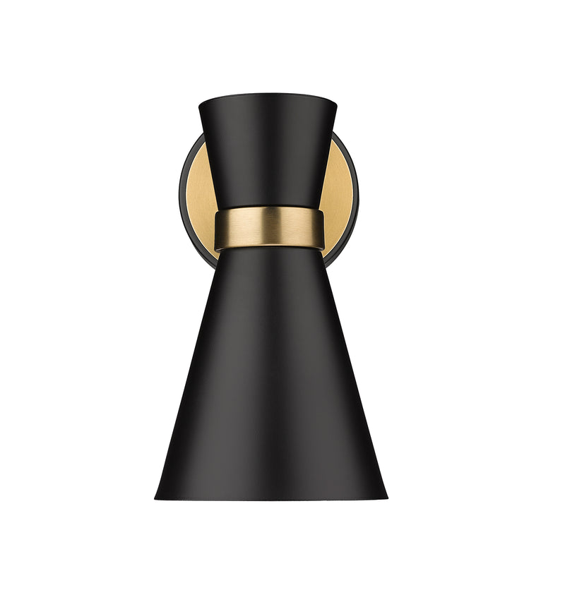 Soriano 1 Light 5.5" Wall Sconce in Matte Black + Heritage Brass