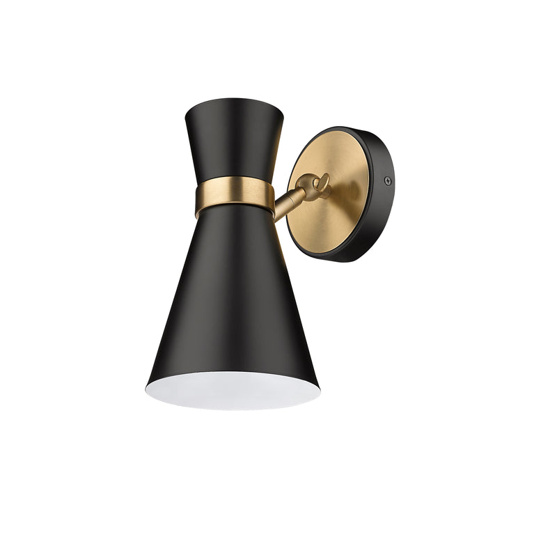 Soriano 1 Light 5.5" Wall Sconce in Matte Black + Heritage Brass