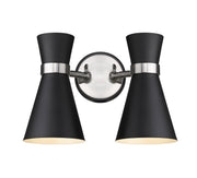 Soriano 2 Light 12" Wall Sconce in Matte Black + Brushed Nickel