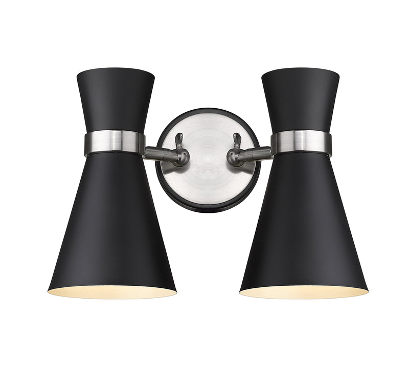 Soriano 2 Light 12" Wall Sconce in Matte Black + Brushed Nickel