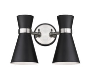 Soriano 2 Light 12" Wall Sconce in Matte Black + Brushed Nickel