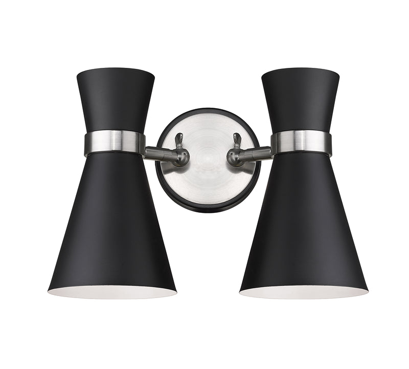 Soriano 2 Light 12" Wall Sconce in Matte Black + Brushed Nickel