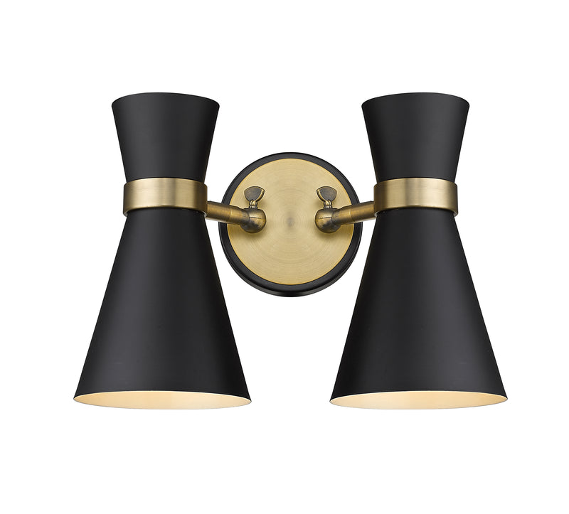 Soriano 2 Light 12" Wall Sconce in Matte Black + Heritage Brass