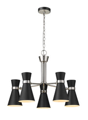 Soriano 5 Light 27" Chandelier in Matte Black + Brushed Nickel