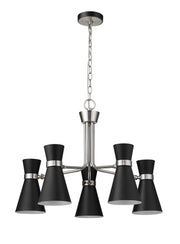Soriano 5 Light 27" Chandelier in Matte Black + Brushed Nickel