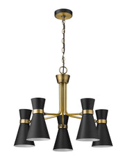 Soriano 5 Light 27" Chandelier in Matte Black + Heritage Brass