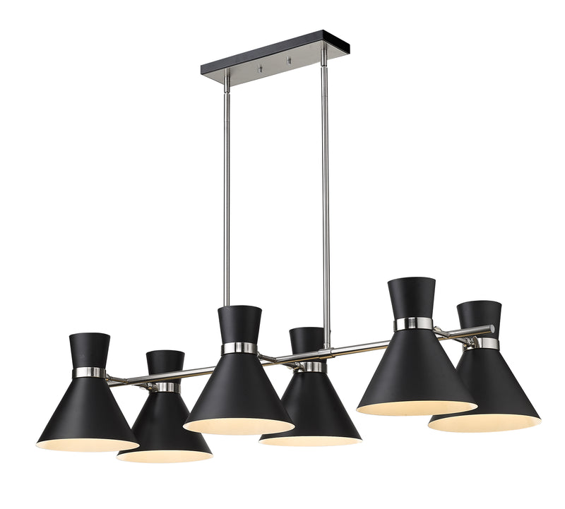 Soriano 6 Light 48" Linear Pendant in Matte Black + Brushed Nickel