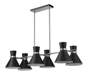 Soriano 6 Light 48" Linear Pendant in Matte Black + Brushed Nickel