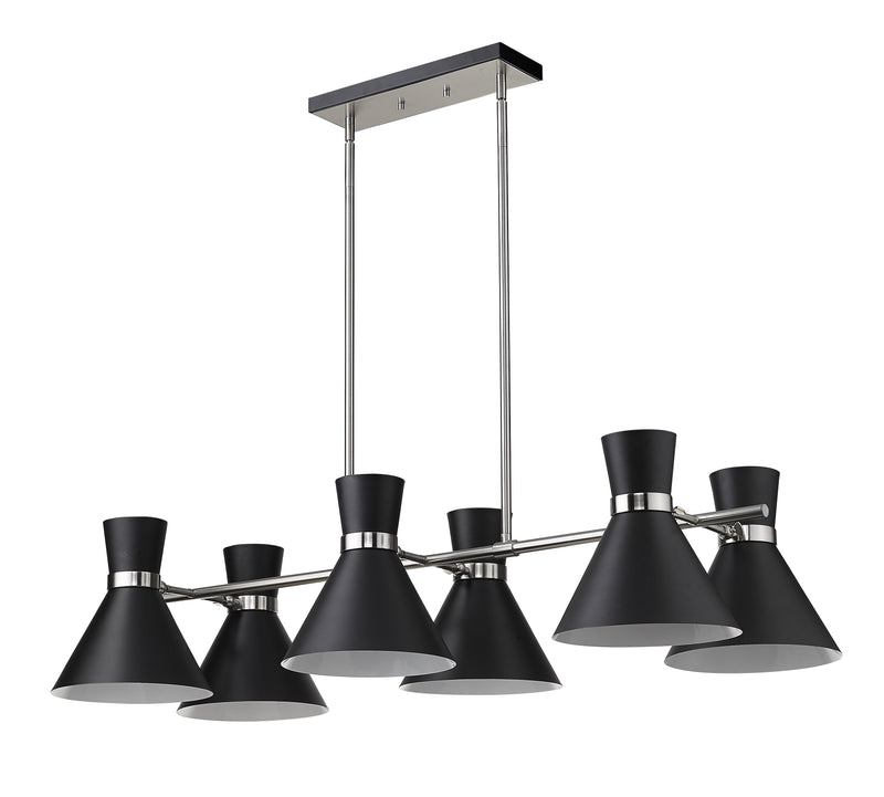 Soriano 6 Light 48" Linear Pendant in Matte Black + Brushed Nickel