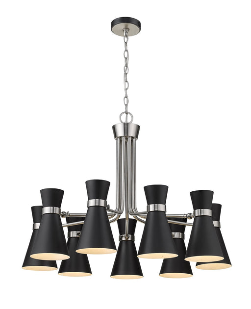 Soriano 9 Light 32" Chandelier in Matte Black + Brushed Nickel