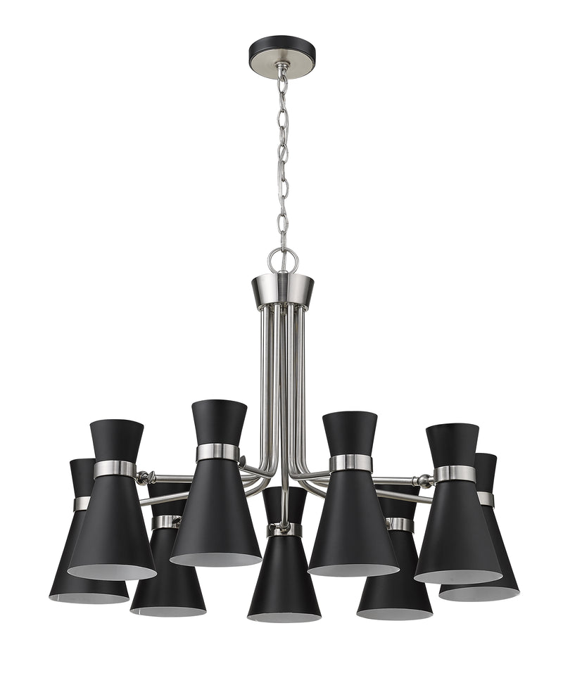 Soriano 9 Light 32" Chandelier in Matte Black + Brushed Nickel