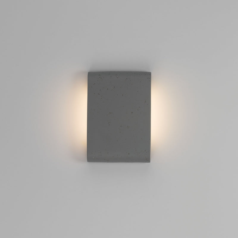 Stela 9" Outdoor Wall Sconce in Gray Travertine