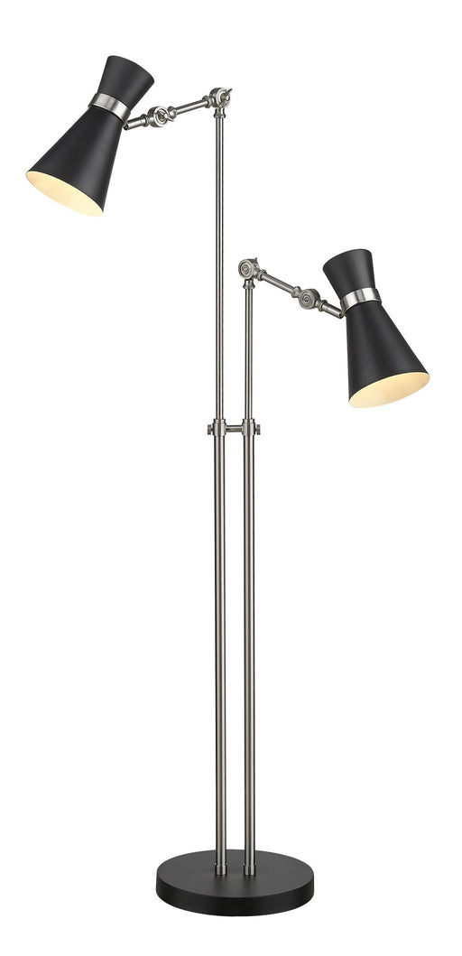 Soriano 2 Light 27.75" Floor Lamp in Matte Black + Brushed Nickel