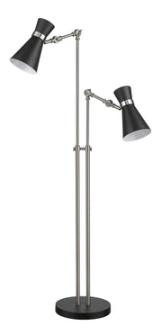 Soriano 2 Light 27.75" Floor Lamp in Matte Black + Brushed Nickel