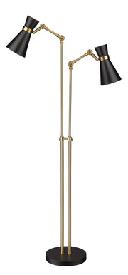 Soriano 2 Light 27.75" Floor Lamp in Matte Black + Heritage Brass