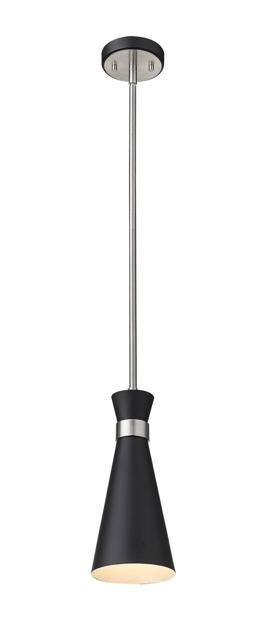 Soriano 1 Light 5.5" Pendant in Matte Black + Brushed Nickel