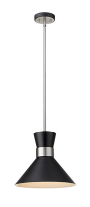 Soriano 1 Light 13.25" Pendant in Matte Black + Brushed Nickel